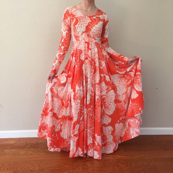 Free People ‘Tangerine Dream’ Orange and White Floral Maxi Dress - Picture 3 of 8